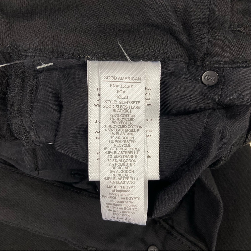 Good American Good Leg Flare Tummy Tech Jeans Size 25 Black - Picture 13 of 15